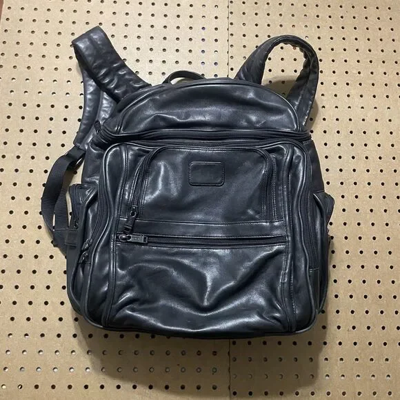 Tumi Alpha Brief Pack Backpack Genuine Leather Black Business